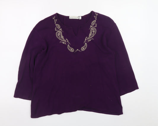 Melissa Women's Purple Embroidered Viscose Tunic Blouse M