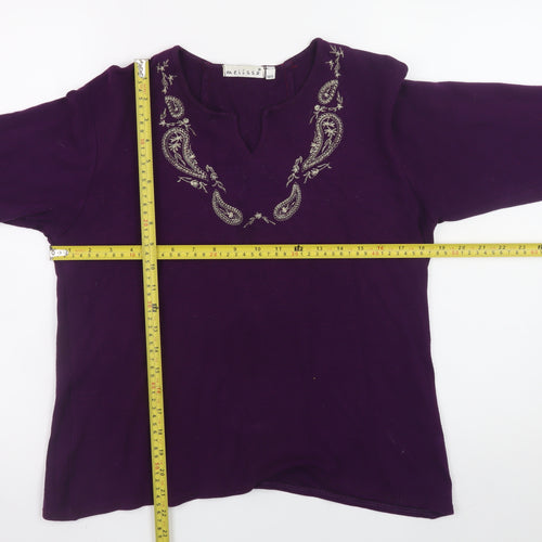 Melissa Women's Purple Embroidered Viscose Tunic Blouse M