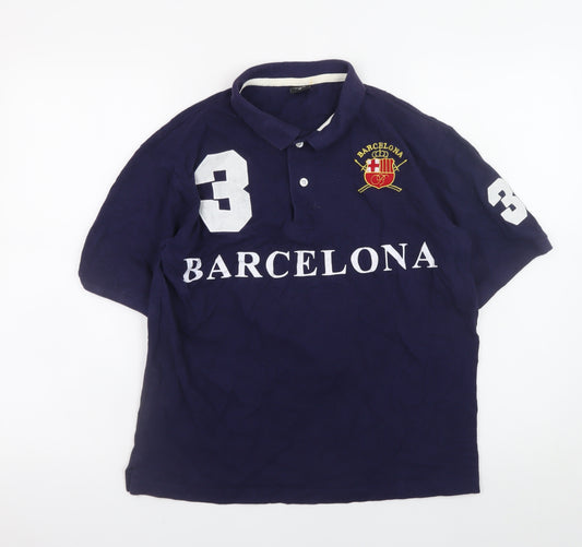 DHANLAXMI S.L.U Men's Blue Barcelona Polo Shirt Size M Cotton