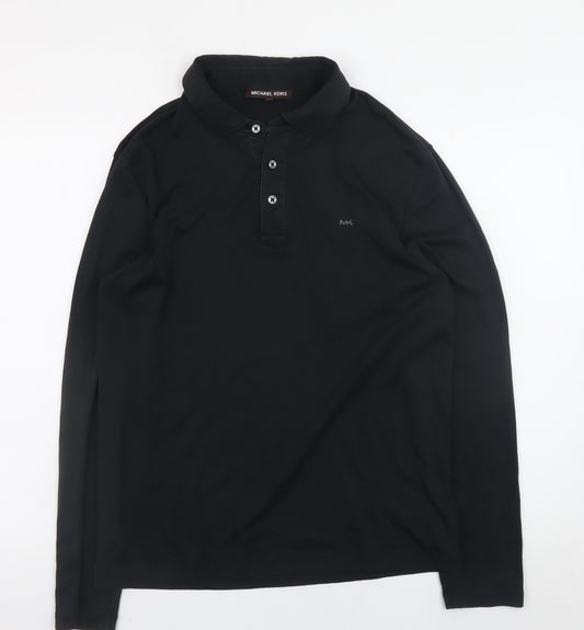 Michael Kors Men’s Black Long Sleeve Cotton Polo T-Shirt M