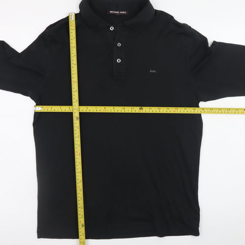 Michael Kors Men’s Black Long Sleeve Cotton Polo T-Shirt M