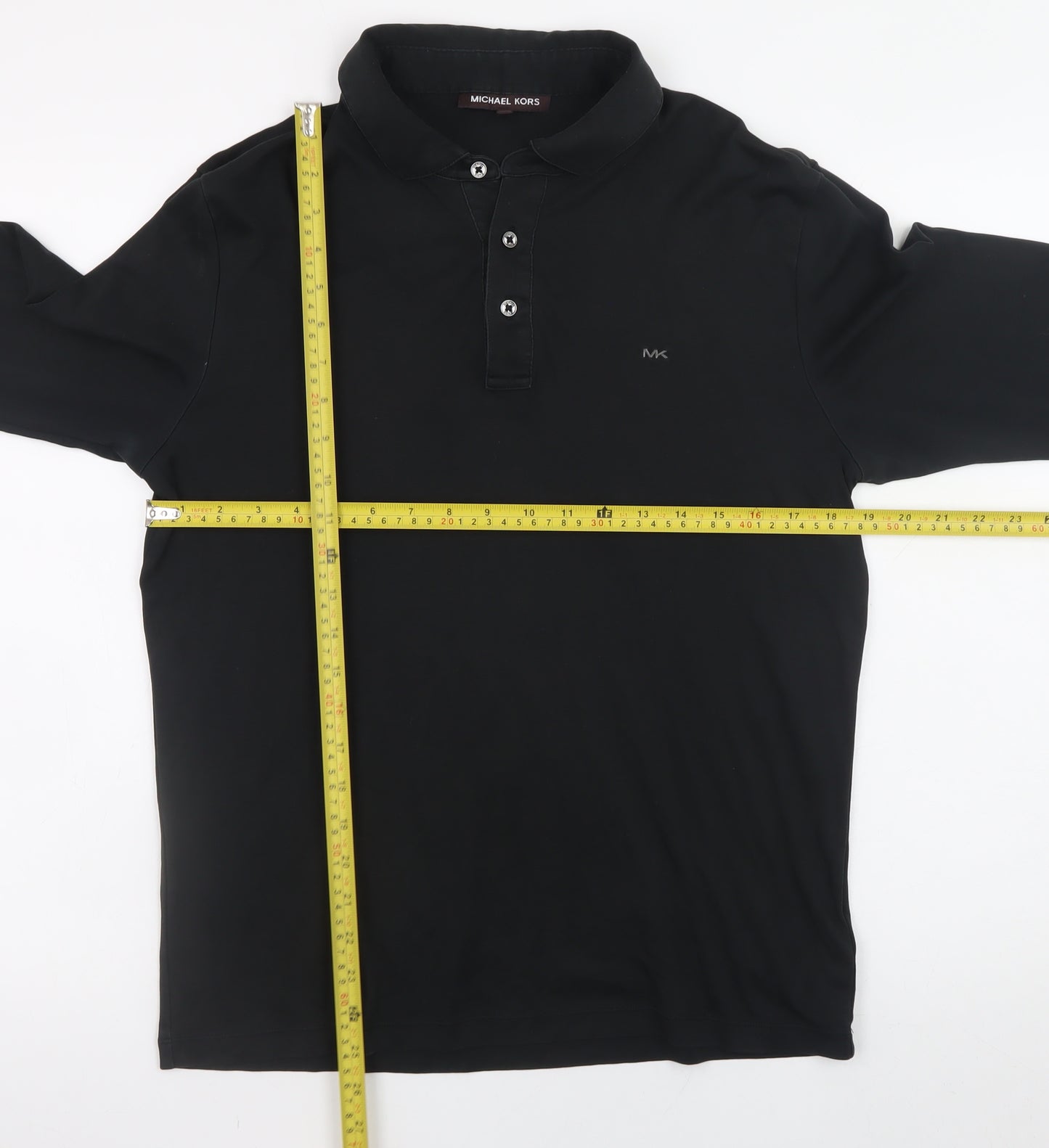 Michael Kors Men’s Black Long Sleeve Cotton Polo T-Shirt M