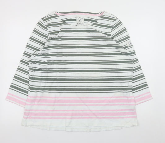 Joules Women’s Multicoloured Striped 3/4 Sleeve Cotton Top UK 20