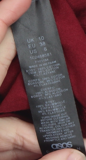 ASOS Design Women's Burgundy Cropped Pullover Sweatshirt UK 10