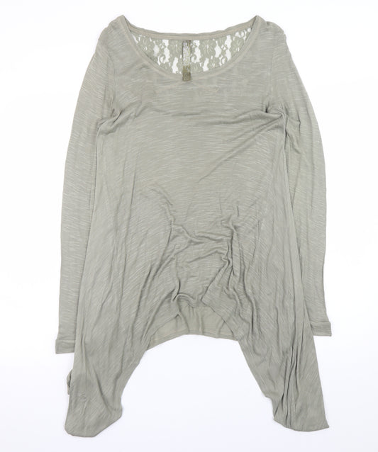 TU Women’s Green Long Sleeve Lace Back Tunic Blouse Size 12