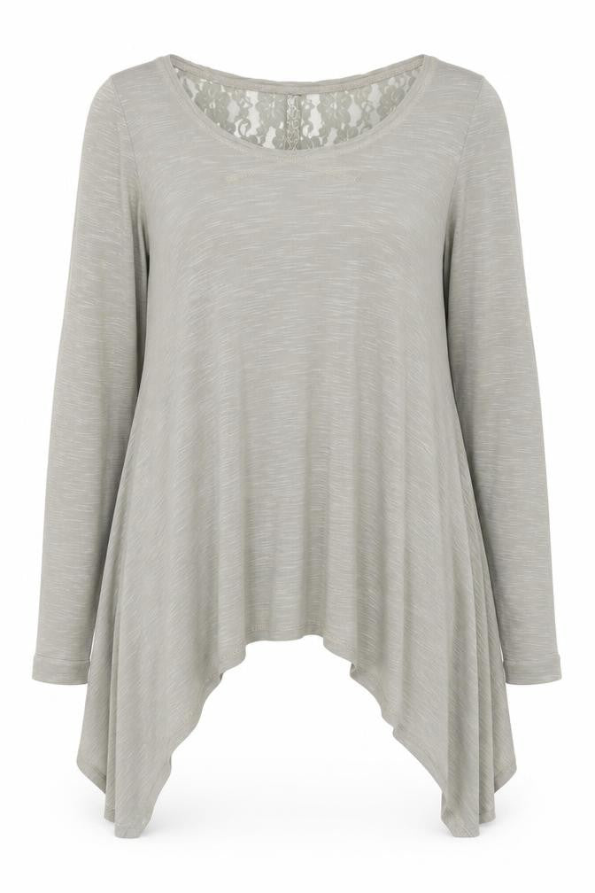 TU Women’s Green Long Sleeve Lace Back Tunic Blouse Size 12