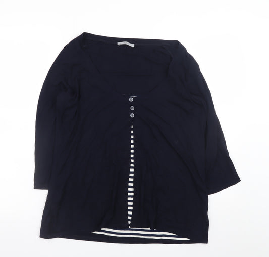 Marks and Spencer Women Navy Blue Size 20 Henley Top