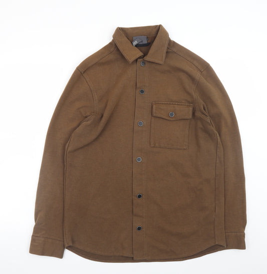 H&M Men's Brown Regular Fit Button Jacket Size M Casual Twill