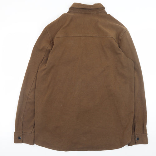 H&M Men's Brown Regular Fit Button Jacket Size M Casual Twill