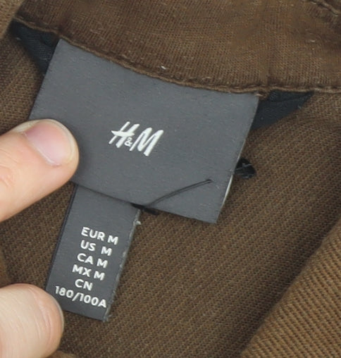 H&M Men's Brown Regular Fit Button Jacket Size M Casual Twill