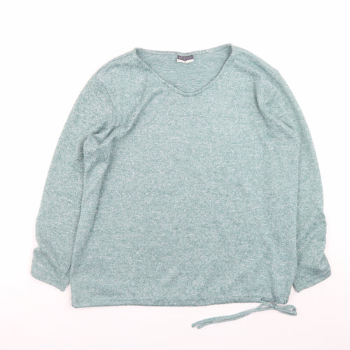 Beloved Women Green XL V-Neck Long Sleeve Stretch Jersey Top