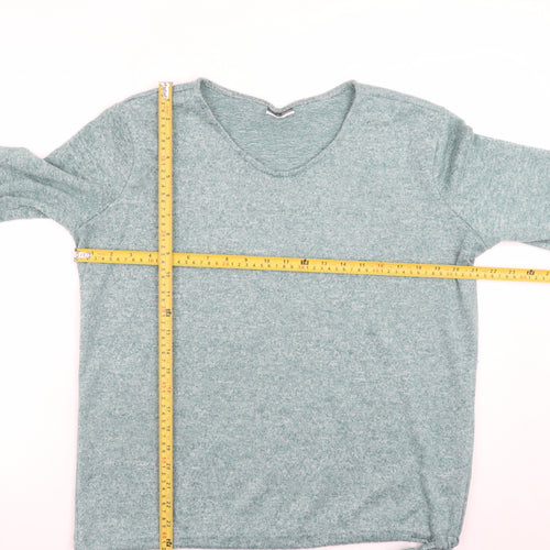 Beloved Women Green XL V-Neck Long Sleeve Stretch Jersey Top