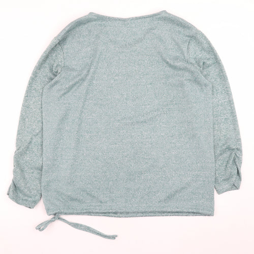 Beloved Women Green XL V-Neck Long Sleeve Stretch Jersey Top