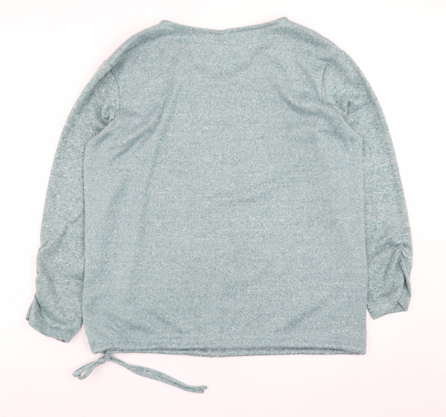 Beloved Women Green XL V-Neck Long Sleeve Stretch Jersey Top