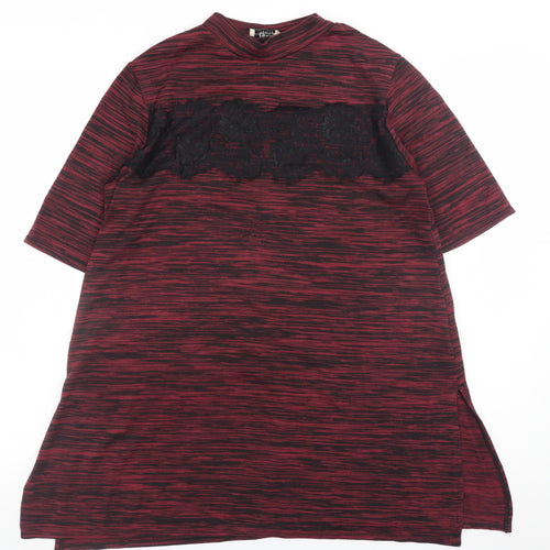Papaya Weekend Women Red Lace Panel Tunic T-Shirt Size 14