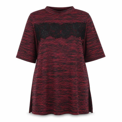 Papaya Weekend Women Red Lace Panel Tunic T-Shirt Size 14
