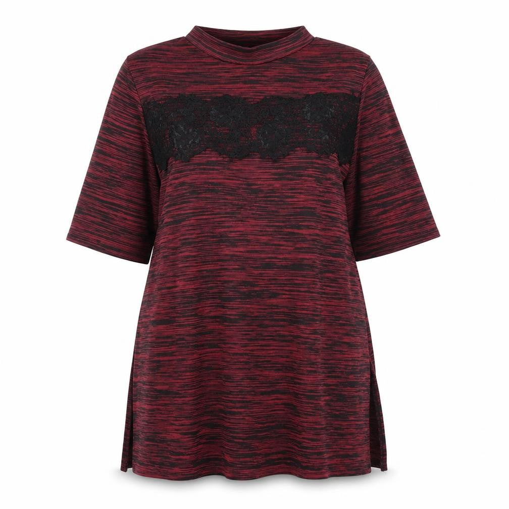 Papaya Weekend Women Red Lace Panel Tunic T-Shirt Size 14