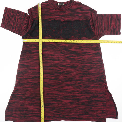 Papaya Weekend Women Red Lace Panel Tunic T-Shirt Size 14