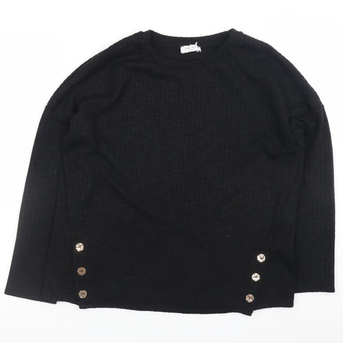 Papaya Womens Black Long Sleeve Button Detail Knit Jumper Size S