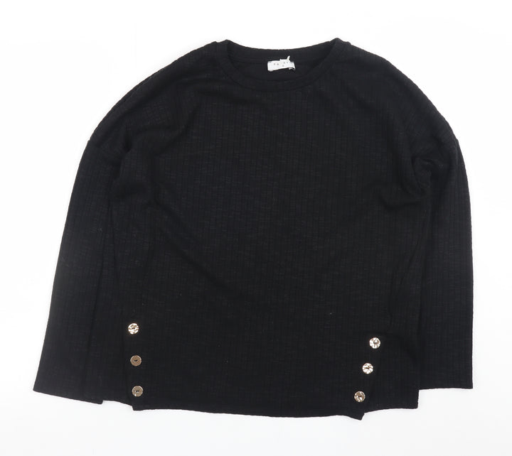 Papaya Womens Black Long Sleeve Button Detail Knit Jumper Size S