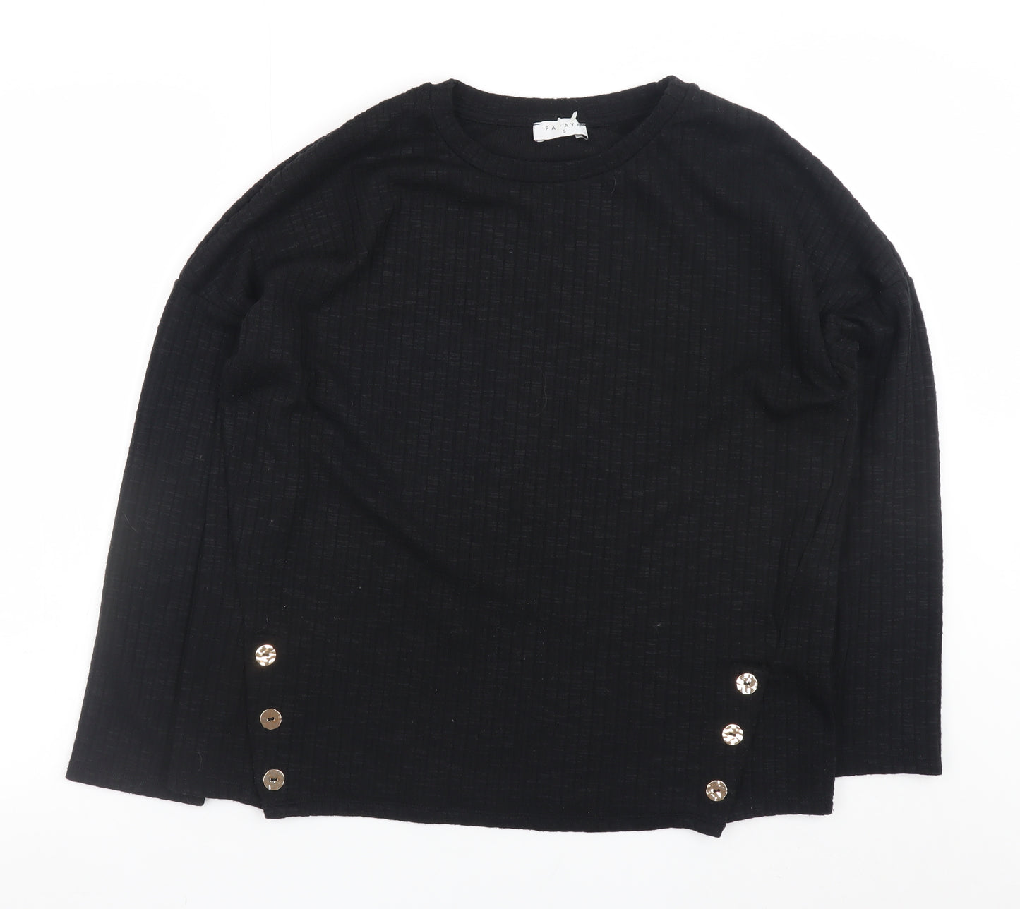 Papaya Womens Black Long Sleeve Button Detail Knit Jumper Size S