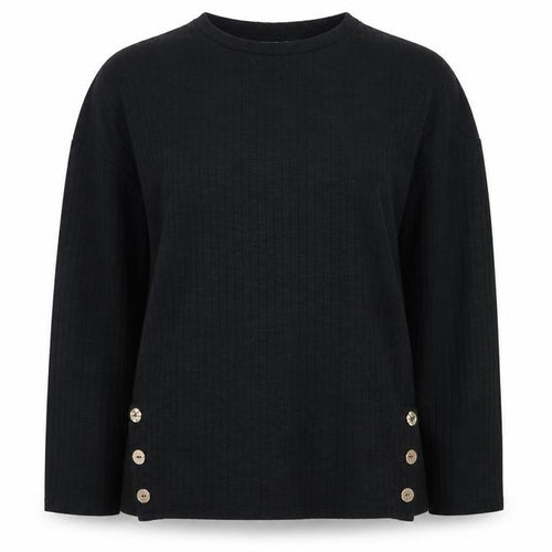 Papaya Womens Black Long Sleeve Button Detail Knit Jumper Size S
