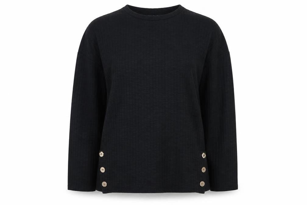 Papaya Womens Black Long Sleeve Button Detail Knit Jumper Size S