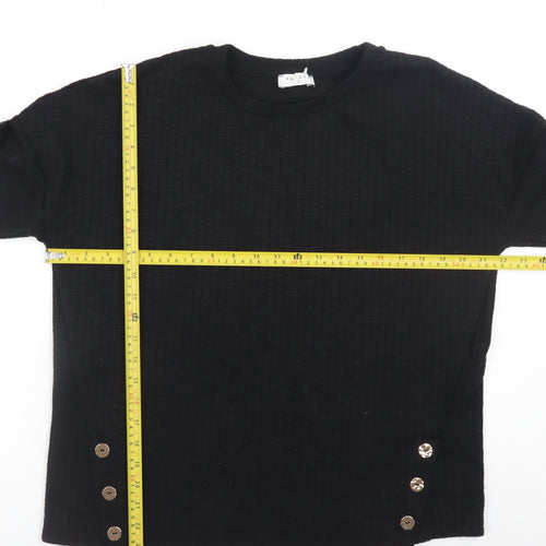 Papaya Womens Black Long Sleeve Button Detail Knit Jumper Size S