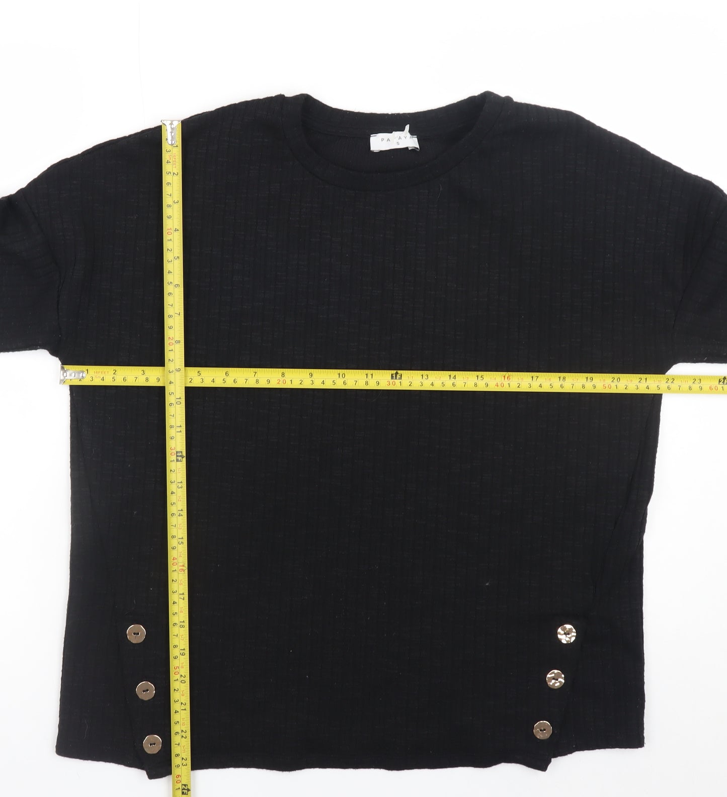 Papaya Womens Black Long Sleeve Button Detail Knit Jumper Size S