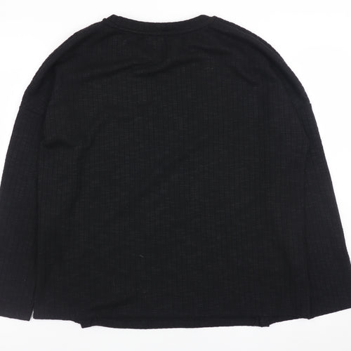 Papaya Womens Black Long Sleeve Button Detail Knit Jumper Size S