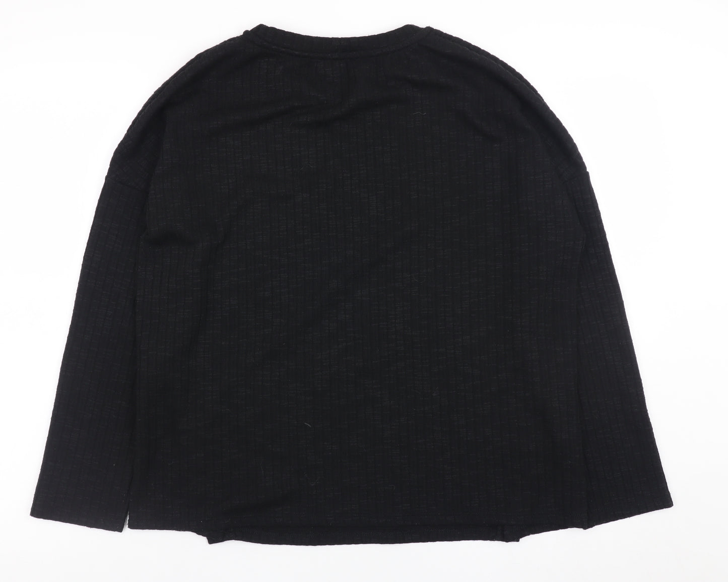 Papaya Womens Black Long Sleeve Button Detail Knit Jumper Size S