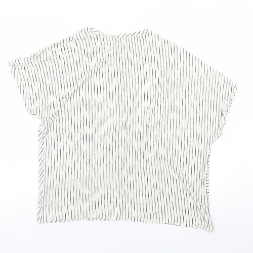 Tu Women Black White Striped Short Sleeve T-Shirt Size 16 Cotton Blend
