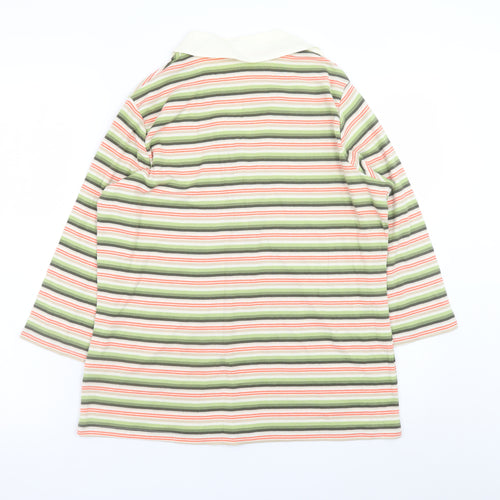 Marks and Spencer Women's Multicoloured Striped Cotton Collared Button-Up Top UK 16