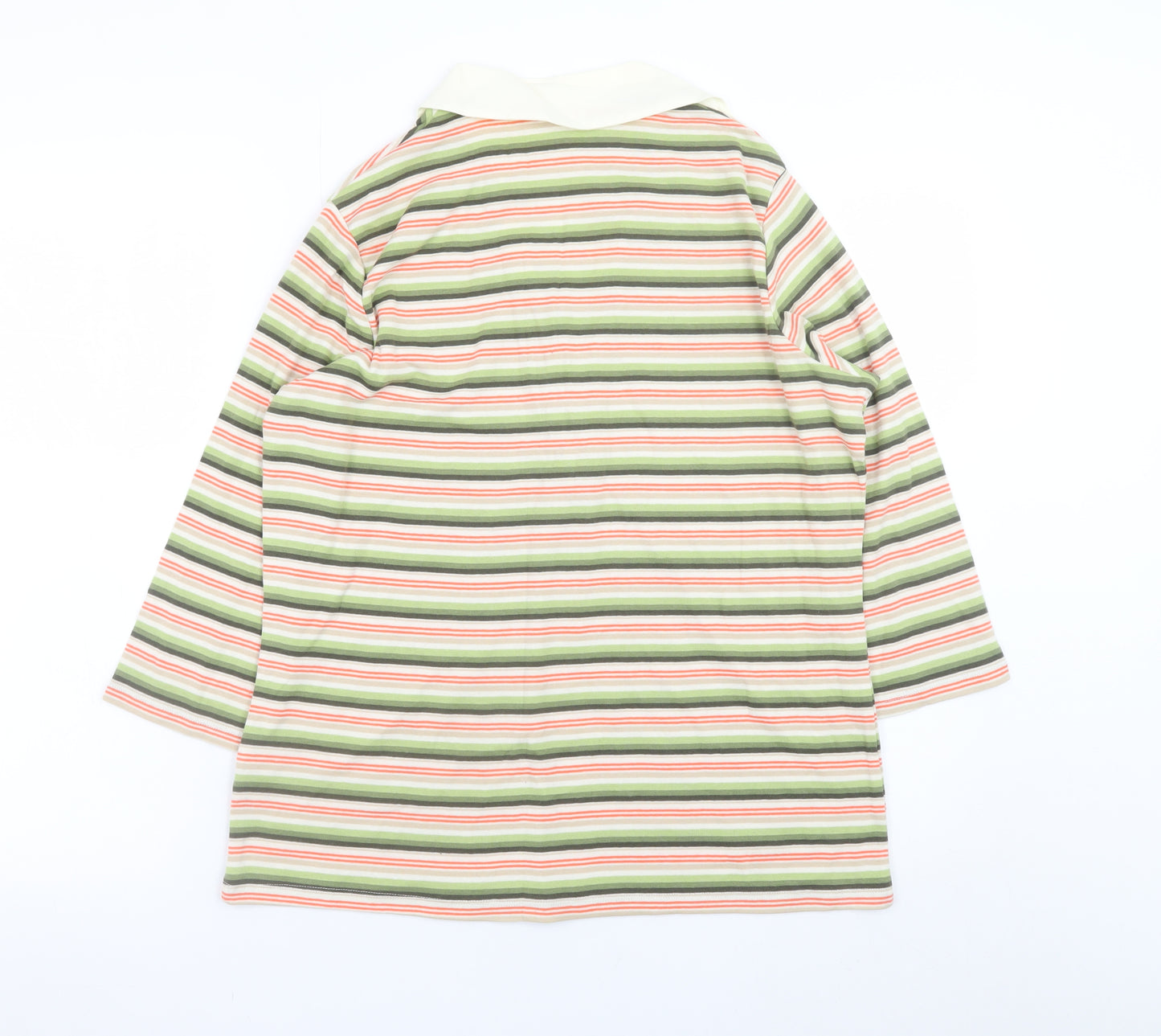 Marks and Spencer Women's Multicoloured Striped Cotton Collared Button-Up Top UK 16