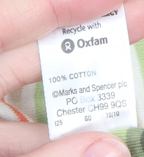 Marks and Spencer Women's Multicoloured Striped Cotton Collared Button-Up Top UK 16