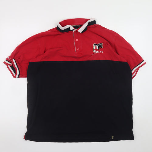 Guinness Men's Red & Black XL Rugby Polo Shirt 100% Cotton