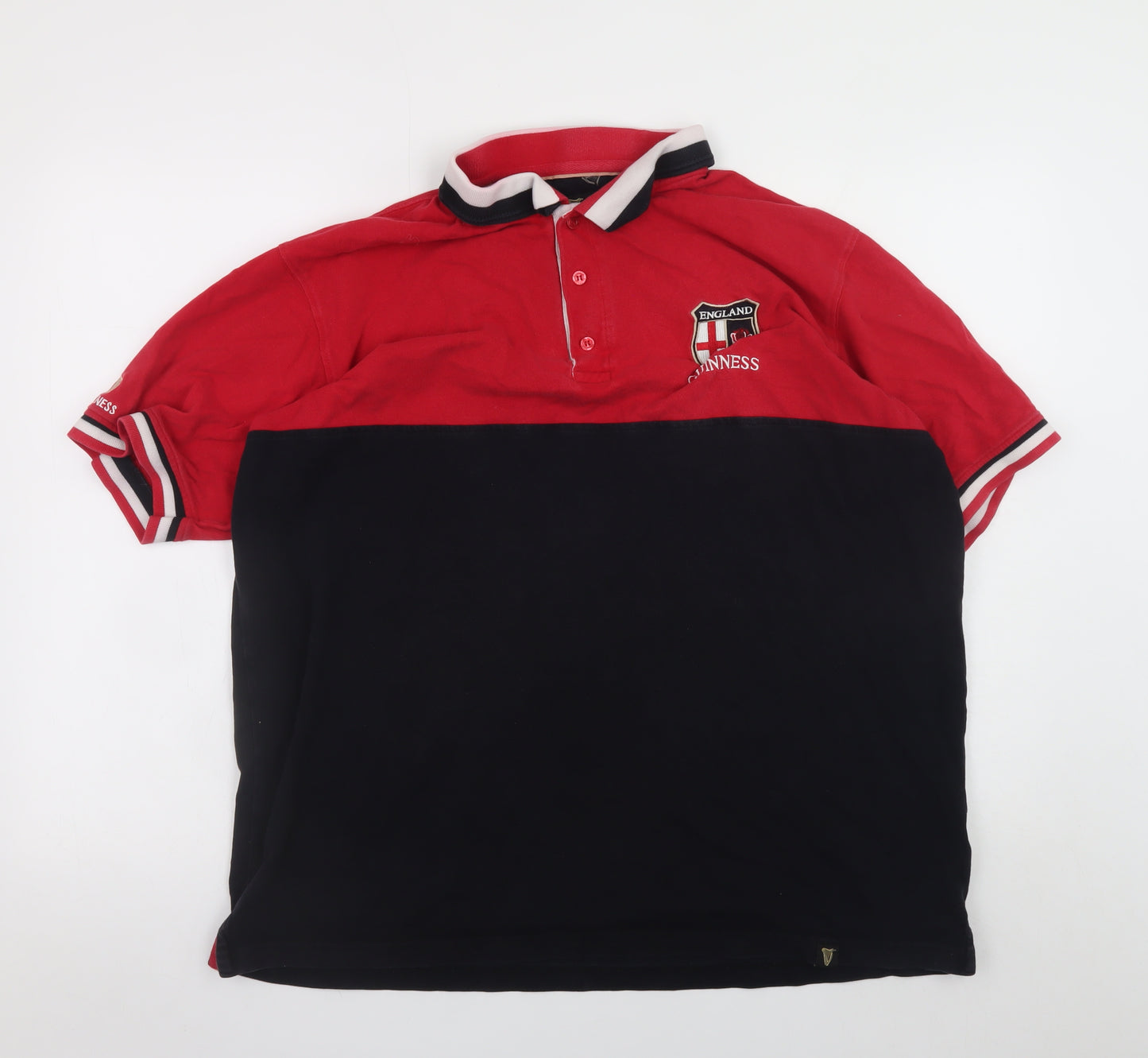 Guinness Men's Red & Black XL Rugby Polo Shirt 100% Cotton