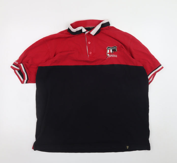 Guinness Men's Red & Black XL Rugby Polo Shirt 100% Cotton