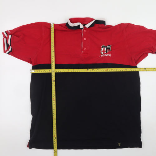 Guinness Men's Red & Black XL Rugby Polo Shirt 100% Cotton