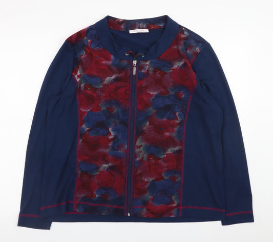 Anna Rose Womens Multicoloured Floral Zip Jersey Top 2XL