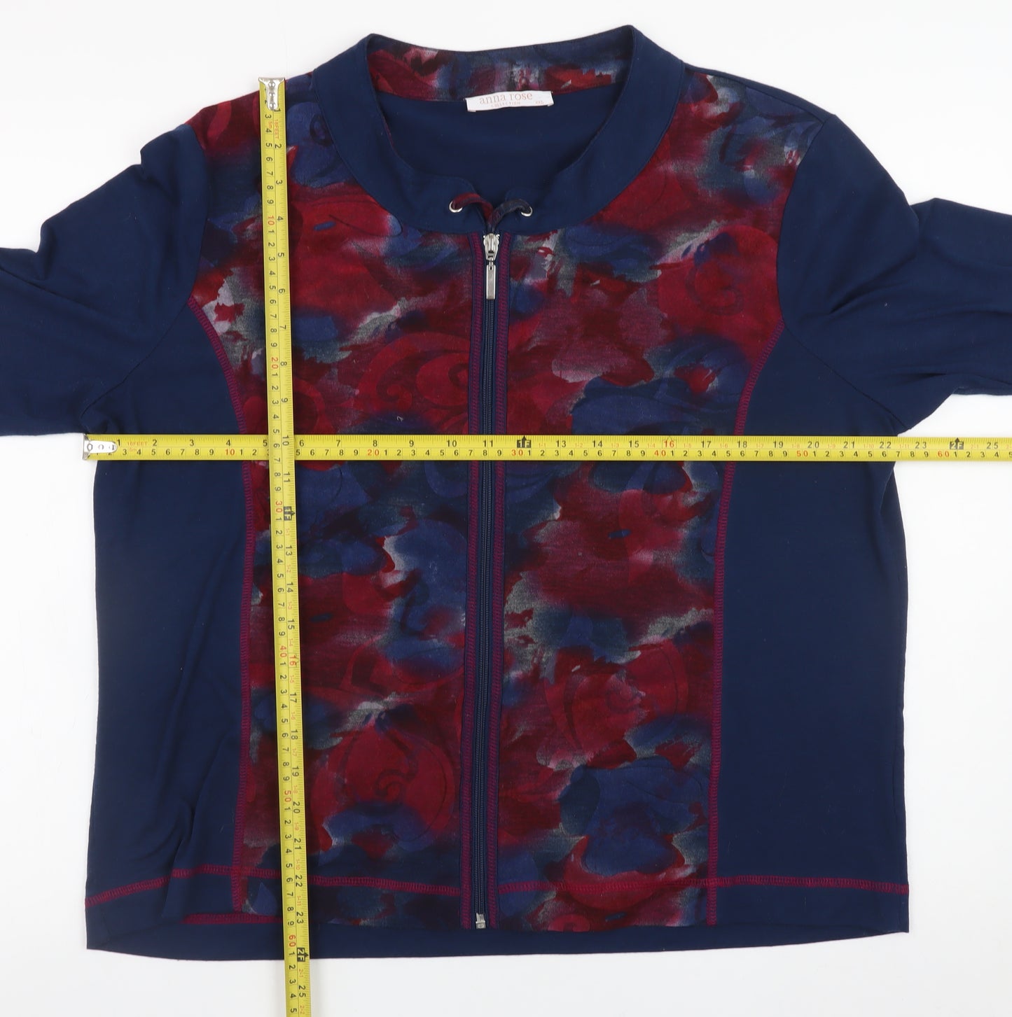 Anna Rose Womens Multicoloured Floral Zip Jersey Top 2XL