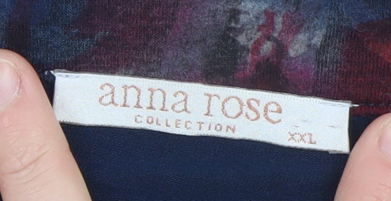 Anna Rose Womens Multicoloured Floral Zip Jersey Top 2XL