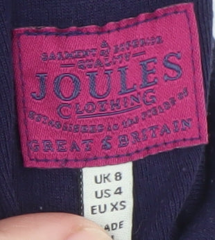 Joules Women’s Blue Roll Neck Horse Print Cotton Modal Long Sleeve Top UK 8