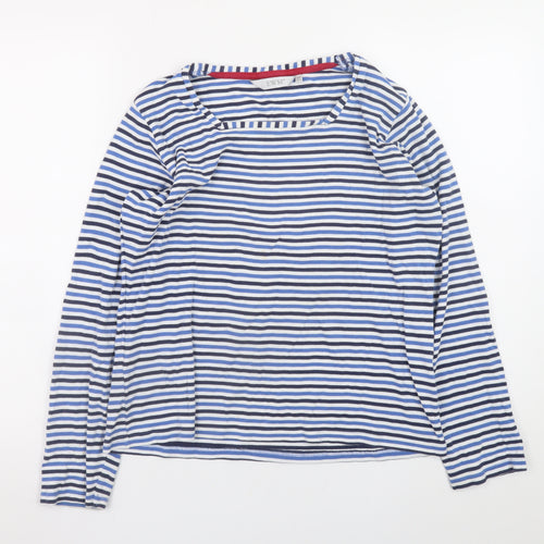 EWM Womens Blue Striped Long Sleeve Cotton T-Shirt Size 14