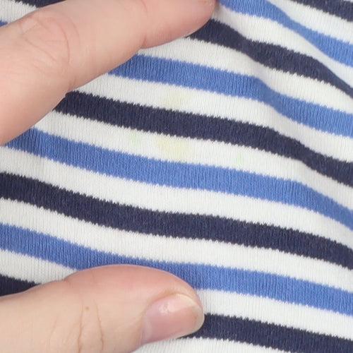 EWM Womens Blue Striped Long Sleeve Cotton T-Shirt Size 14