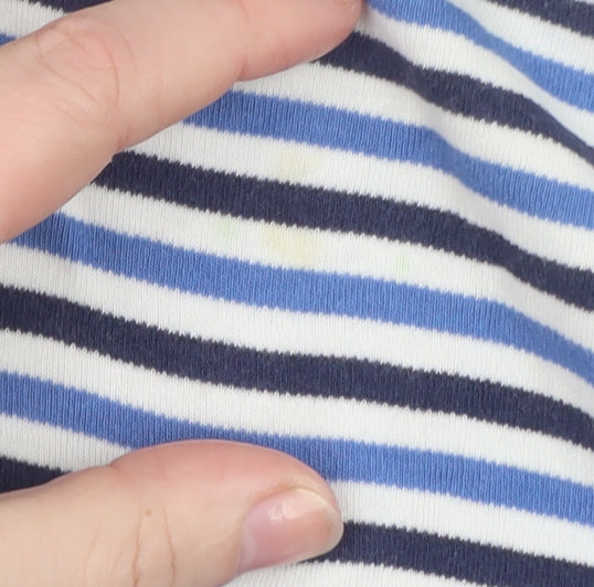 EWM Womens Blue Striped Long Sleeve Cotton T-Shirt Size 14