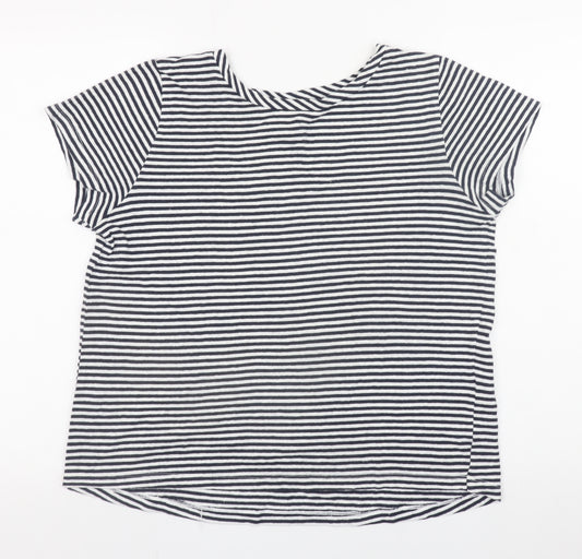 Ayacucho Womens Black White Striped Hemp Cotton T-Shirt S