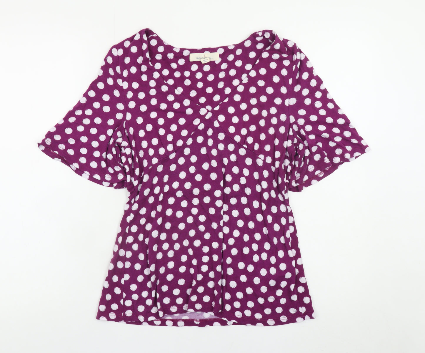 Seasalt Cornwall Womens Purple Polka Dot Wrap Blouse UK 10