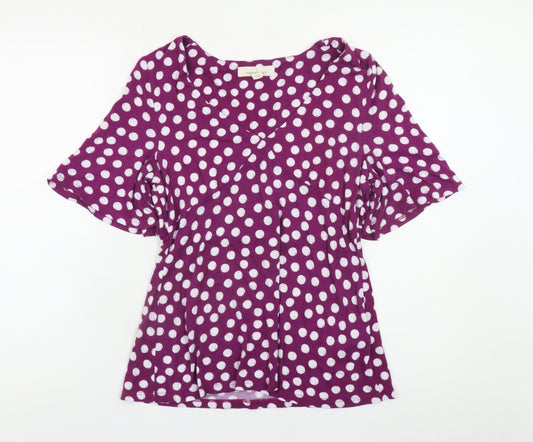 Seasalt Cornwall Womens Purple Polka Dot Wrap Blouse UK 10