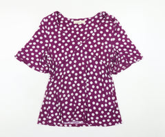 Seasalt Cornwall Womens Purple Polka Dot Wrap Blouse UK 10
